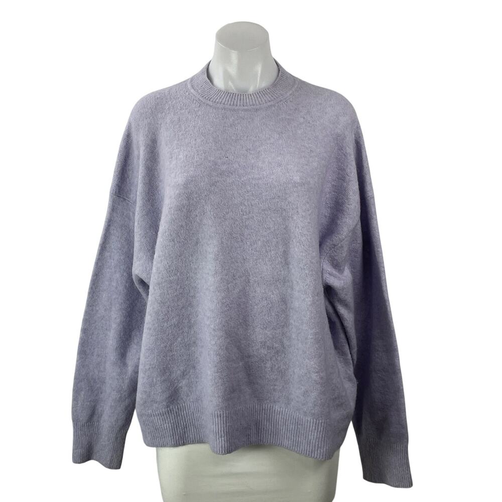 Zara Women's Heather Gray Long Sleeves Knit Relaxed Crew Pullover Sweater Top M
